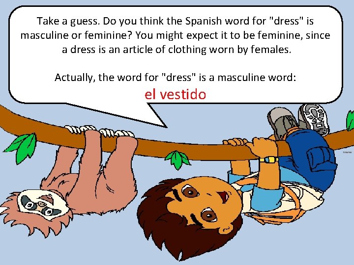Take a guess. Do you think the Spanish word for "dress" is masculine or