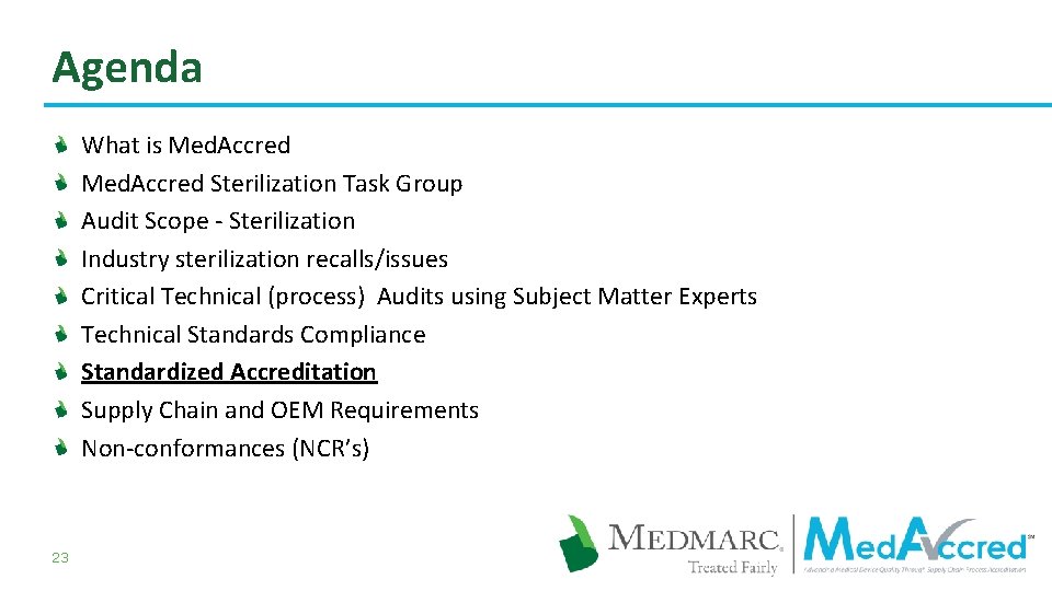 Agenda What is Med. Accred Sterilization Task Group Audit Scope - Sterilization Industry sterilization