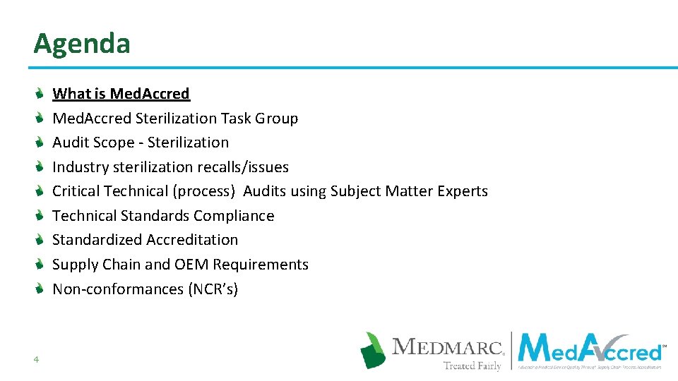 Agenda What is Med. Accred Sterilization Task Group Audit Scope - Sterilization Industry sterilization