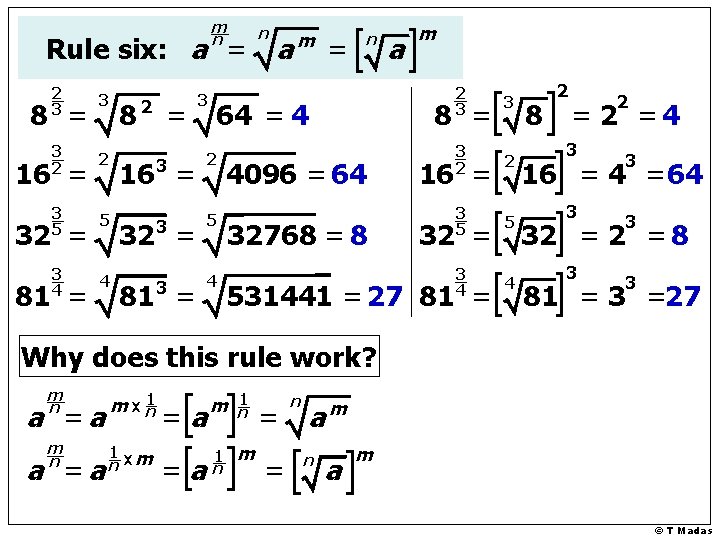 m n Rule six: a = 2 3 8 = 3 3 2 2