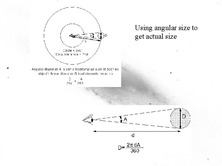 Using angular size to get actual size 