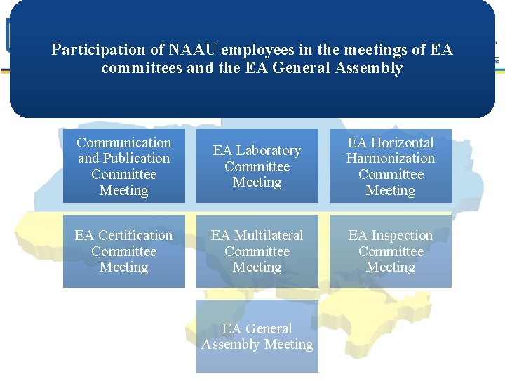 Participation of NAAU employees in the meetings of EA committees and the EA General