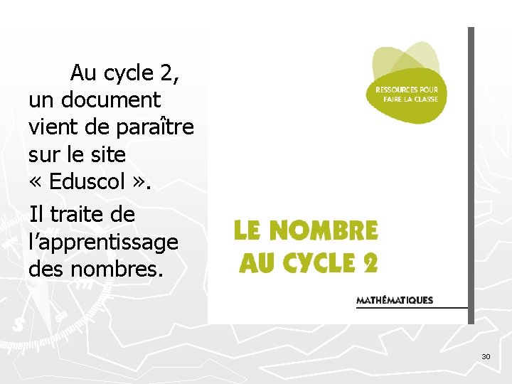 Au cycle 2, un document vient de paraître sur le site « Eduscol »