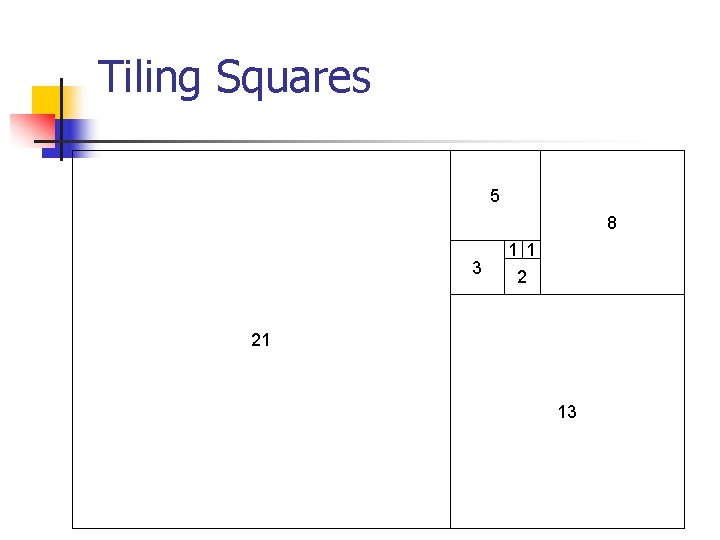 Tiling Squares 5 8 3 1 1 2 21 13 