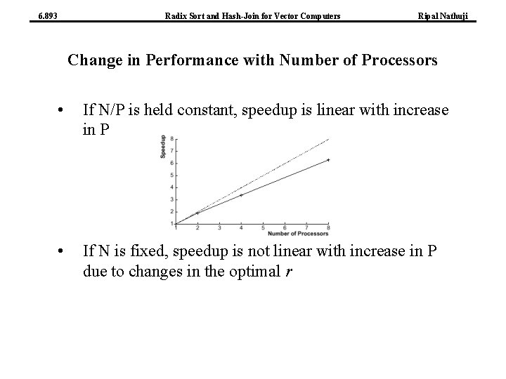 6. 893 Radix Sort and Hash-Join for Vector Computers Ripal Nathuji Change in Performance