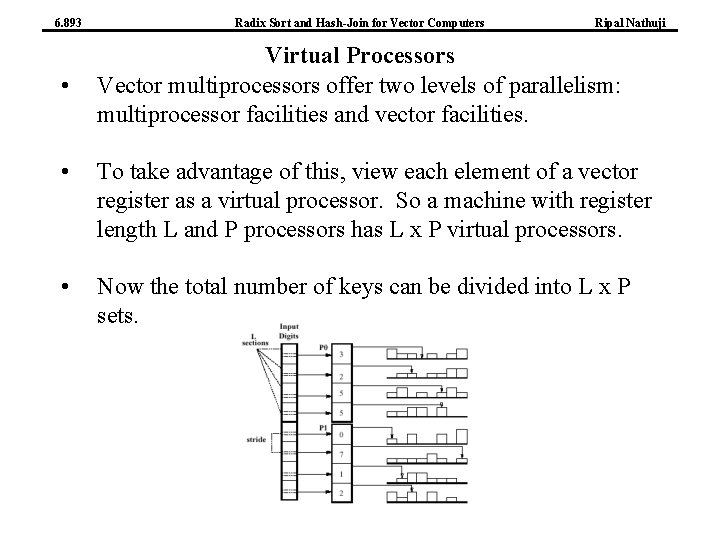 6. 893 Radix Sort and Hash-Join for Vector Computers Ripal Nathuji • Virtual Processors