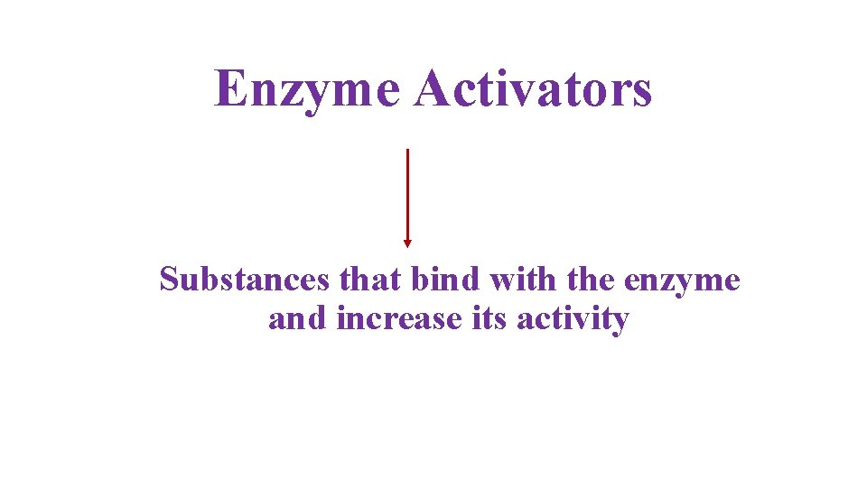 Enzyme Activators Substances that bind with the enzyme and increase its activity 