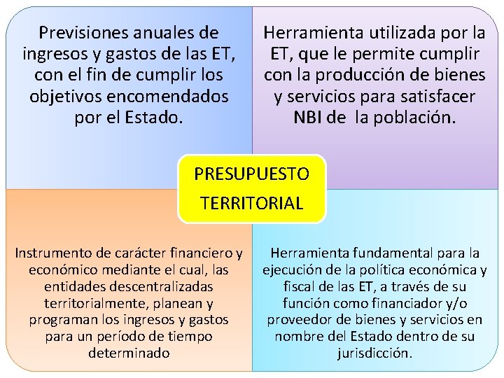 Previsiones anuales de ingresos y gastos de las ET, con el fin de cumplir