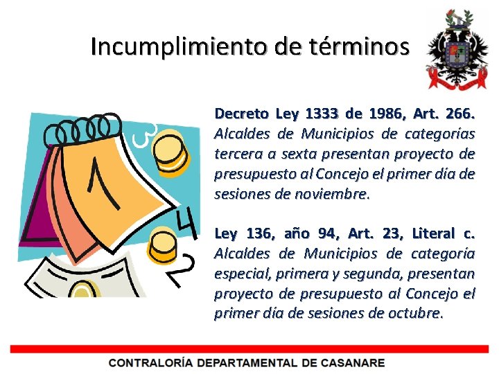 Incumplimiento de términos Decreto Ley 1333 de 1986, Art. 266. Alcaldes de Municipios de