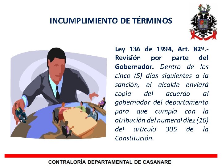 INCUMPLIMIENTO DE TÉRMINOS Ley 136 de 1994, Art. 82º. - Revisión por parte del