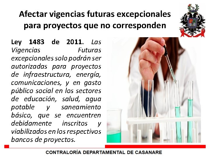 Afectar vigencias futuras excepcionales para proyectos que no corresponden Ley 1483 de 2011. Las