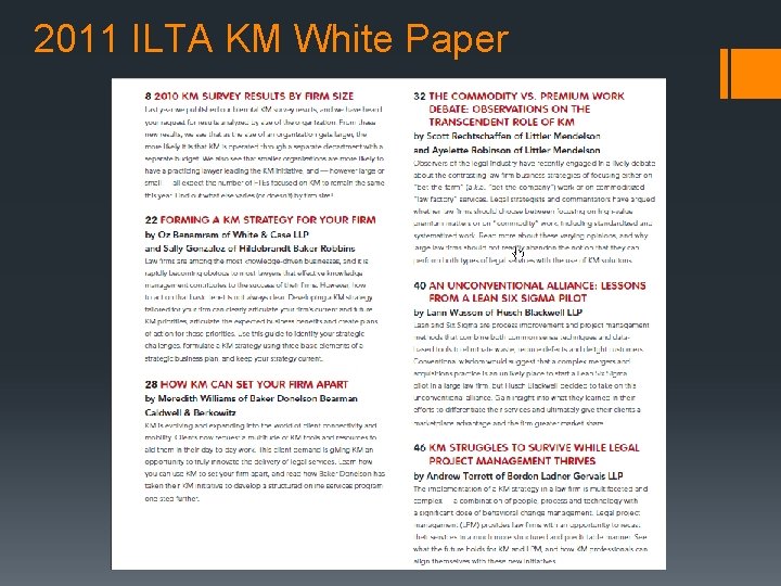 2011 ILTA KM White Paper 