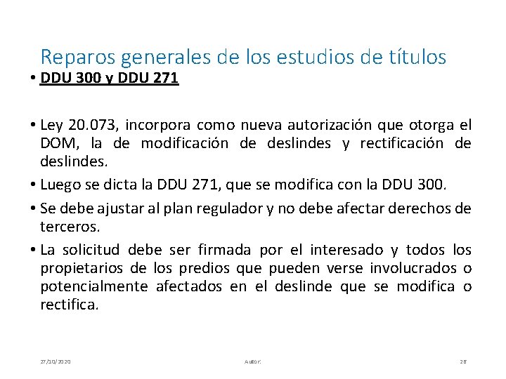 Reparos generales de los estudios de títulos • DDU 300 y DDU 271 •