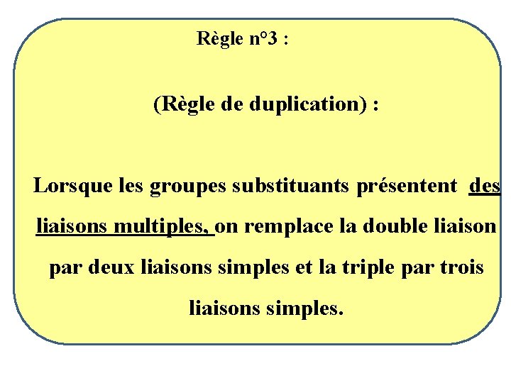 Règle n° 3 : (Règle de duplication) : Lorsque les groupes substituants présentent des Règle n° 3 : (Règle de duplication) : Lorsque les groupes substituants présentent des