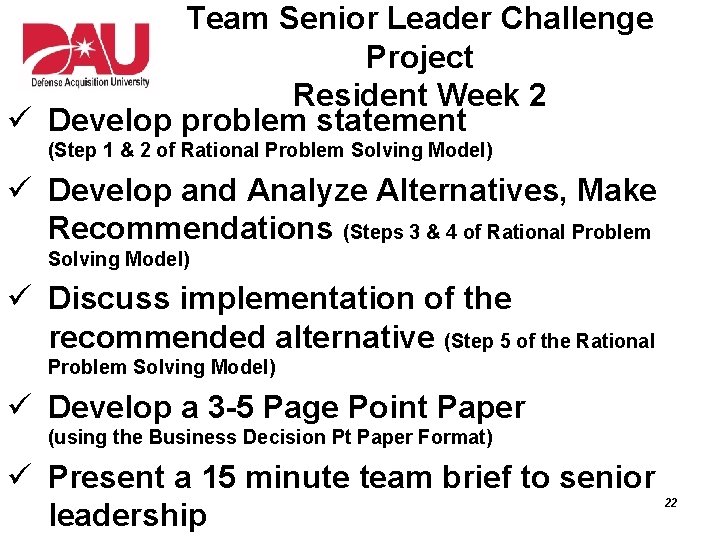 Team Senior Leader Challenge Project Resident Week 2 Develop problem statement (Step 1 &