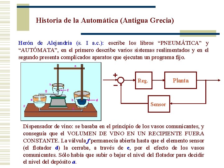 Historia de la Automática (Antigua Grecia) Herón de Alejandría (s. I a. c. ):