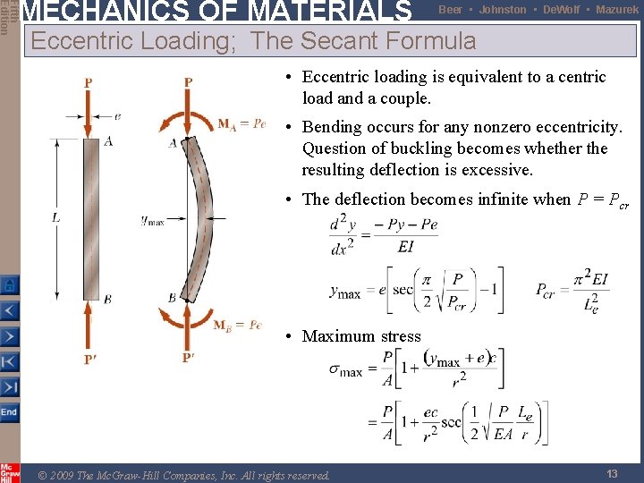 Fifth Edition MECHANICS OF MATERIALS Beer • Johnston • De. Wolf • Mazurek Eccentric