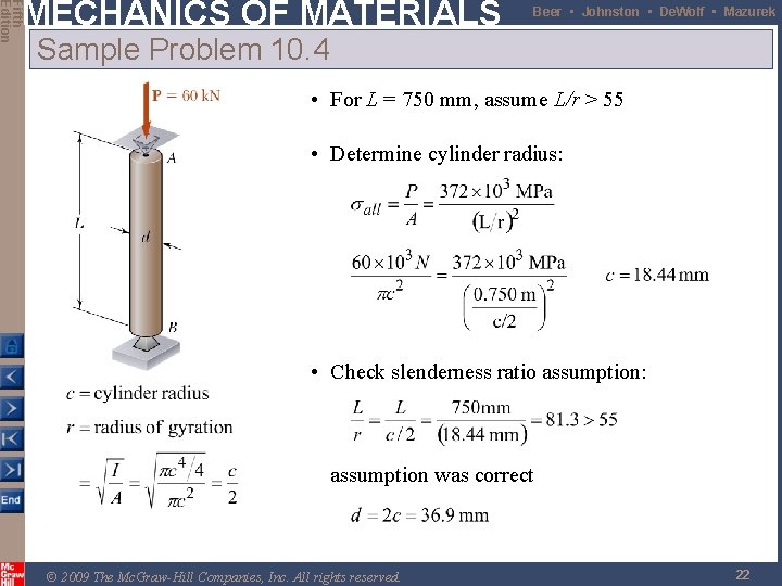 Fifth Edition MECHANICS OF MATERIALS Beer • Johnston • De. Wolf • Mazurek Sample