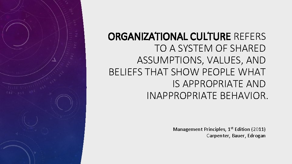 ORGANIZATIONAL CULTURE REFERS TO A SYSTEM OF SHARED ASSUMPTIONS, VALUES, AND BELIEFS THAT SHOW