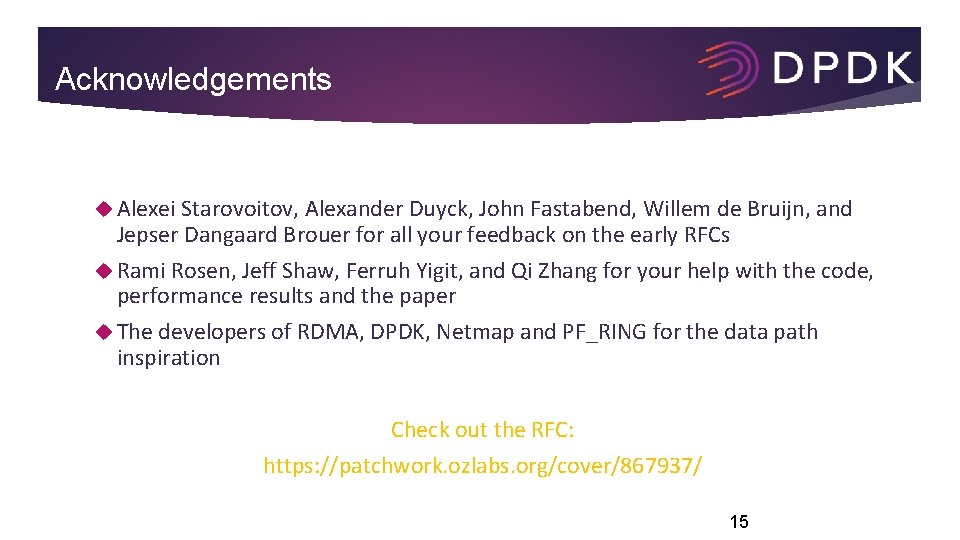 Acknowledgements Alexei Starovoitov, Alexander Duyck, John Fastabend, Willem de Bruijn, and Jepser Dangaard Brouer