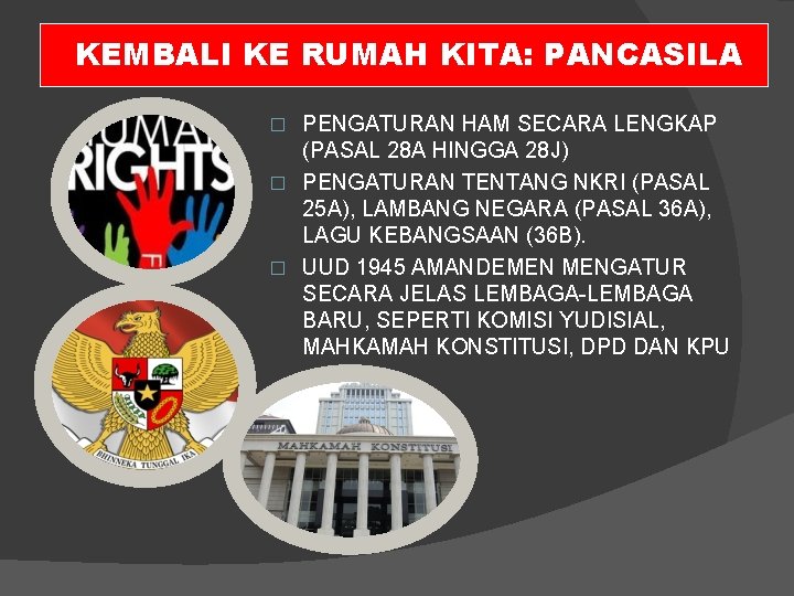 KEMBALI KE RUMAH KITA: PANCASILA PENGATURAN HAM SECARA LENGKAP (PASAL 28 A HINGGA 28