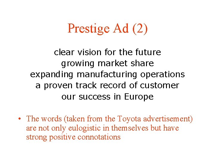 Prestige Ad (2) clear vision for the future growing market share expanding manufacturing operations