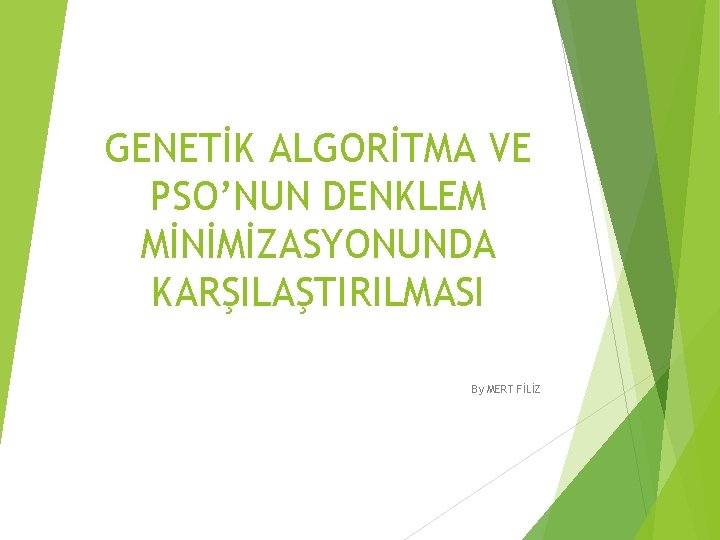 GENETİK ALGORİTMA VE PSO’NUN DENKLEM MİNİMİZASYONUNDA KARŞILAŞTIRILMASI By MERT FİLİZ 