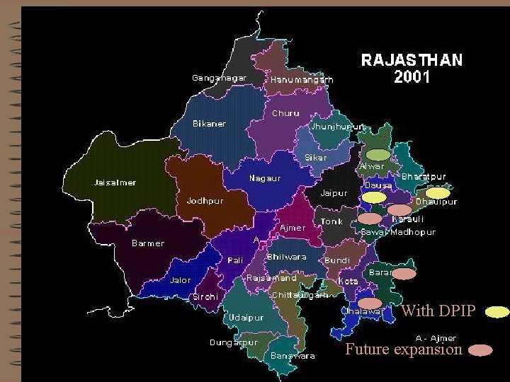 PRADAN working Districts in Rajasthan With DPIP Future expansion 