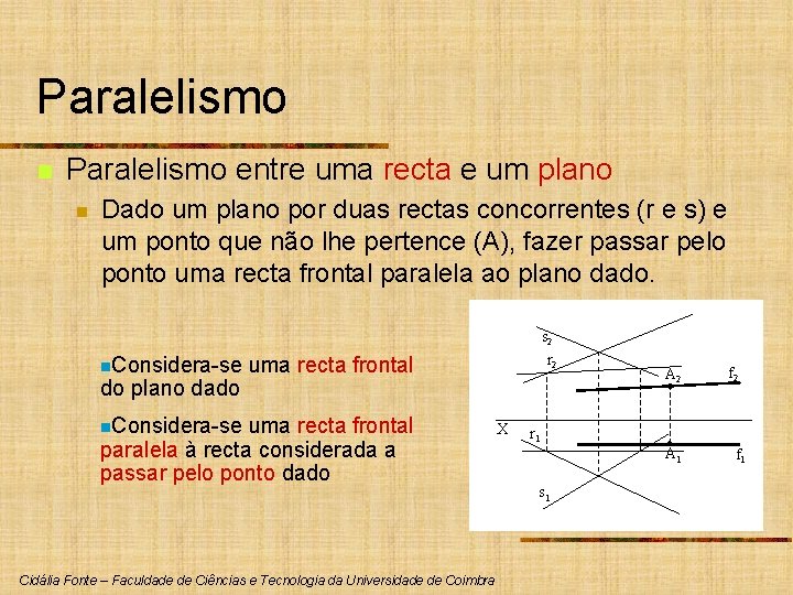 Paralelismo n Paralelismo entre uma recta e um plano n Dado um plano por Paralelismo n Paralelismo entre uma recta e um plano n Dado um plano por