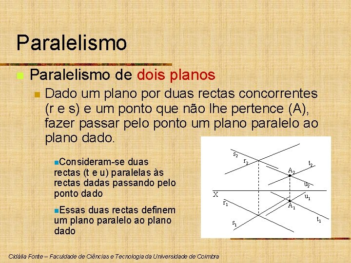 Paralelismo n Paralelismo de dois planos n Dado um plano por duas rectas concorrentes Paralelismo n Paralelismo de dois planos n Dado um plano por duas rectas concorrentes