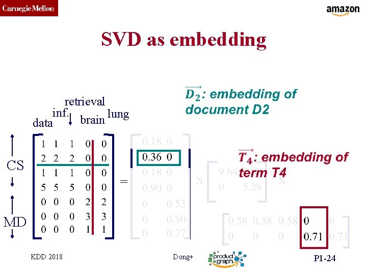 CMU SCS SVD as embedding retrieval inf. lung brain data CS x = x