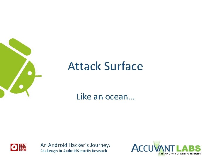 Attack Surface Like an ocean… An Android Hacker’s Journey: Challenges in Android Security Research