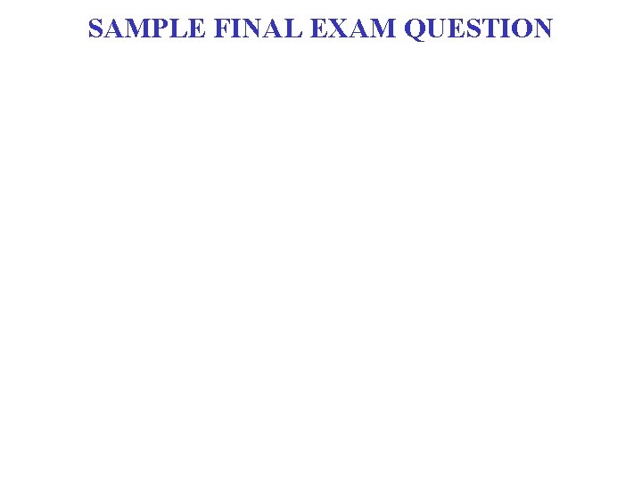 SAMPLE FINAL EXAM QUESTION 