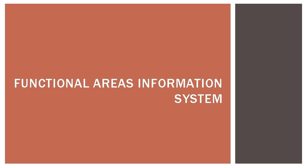 FUNCTIONAL AREAS INFORMATION SYSTEM 