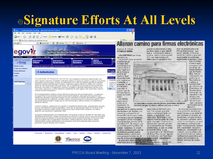e. Signature Efforts At All Levels PRCCA Board Meeting - November 7, 2003 22