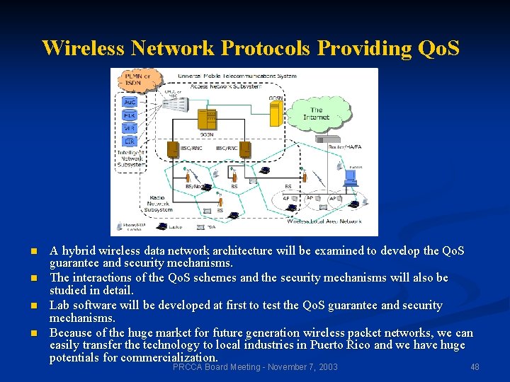 Wireless Network Protocols Providing Qo. S n n A hybrid wireless data network architecture