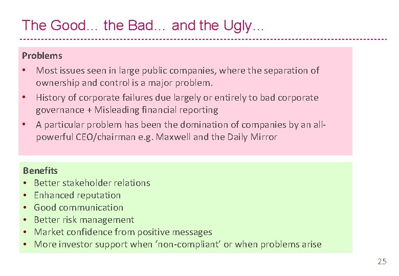The Good… the Bad… and the Ugly… Problems • Most issues seen in large