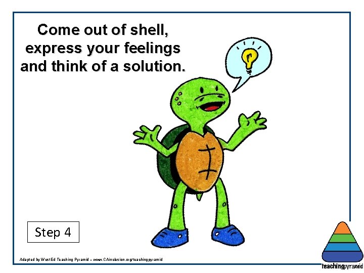 Come out of shell, express your feelings and think of a solution. Step 4