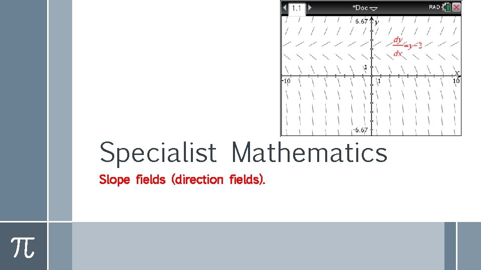 Specialist Mathematics Slope fields (direction fields). 