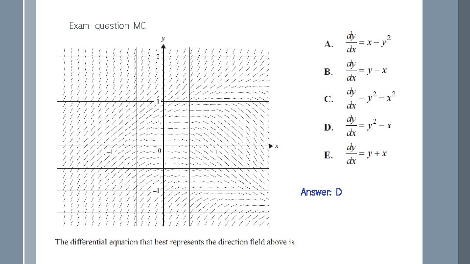 Exam question MC Answer: D 