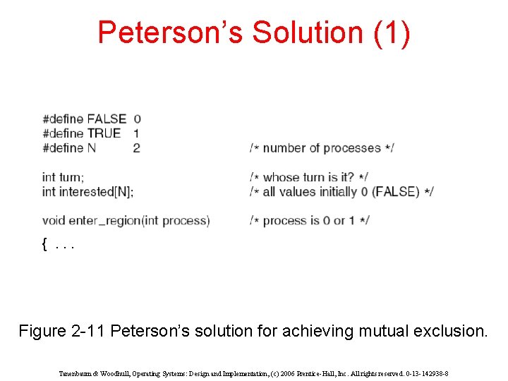 Peterson’s Solution (1) {. . . Figure 2 -11 Peterson’s solution for achieving mutual
