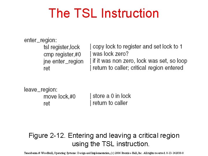 The TSL Instruction Figure 2 -12. Entering and leaving a critical region using the