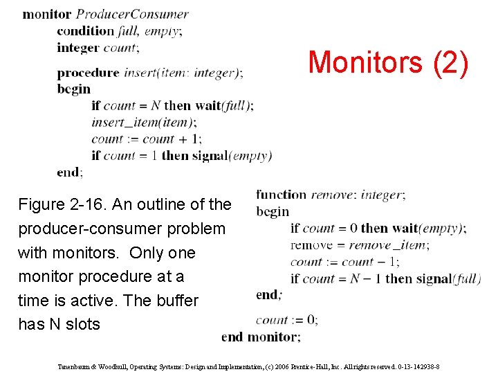 Monitors (2) Figure 2 -16. An outline of the producer-consumer problem with monitors. Only