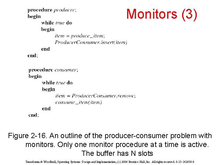 Monitors (3) Figure 2 -16. An outline of the producer-consumer problem with monitors. Only