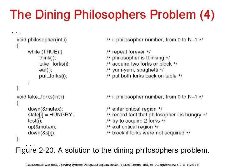 The Dining Philosophers Problem (4). . . Figure 2 -20. A solution to the