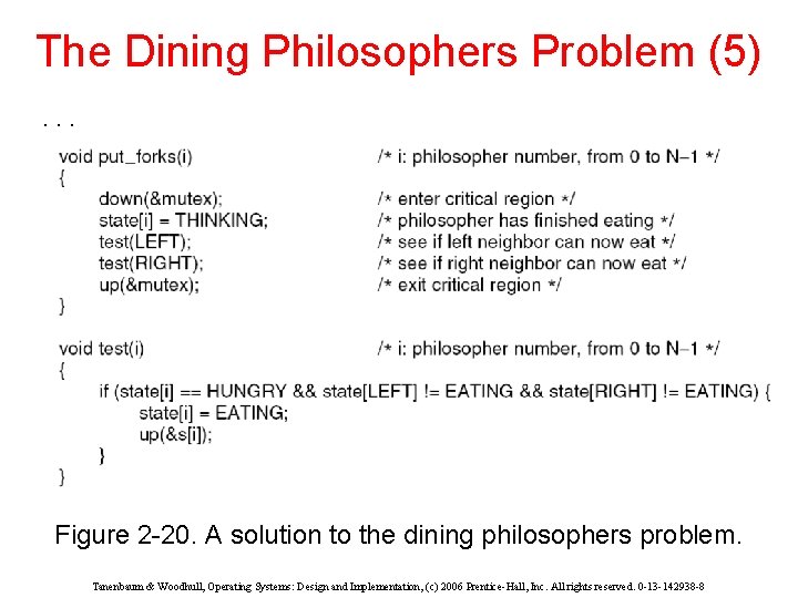 The Dining Philosophers Problem (5). . . Figure 2 -20. A solution to the