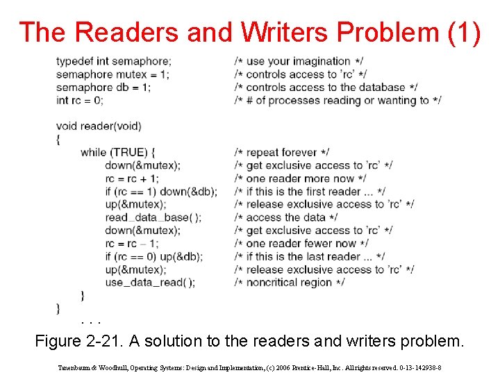 The Readers and Writers Problem (1) . . . Figure 2 -21. A solution