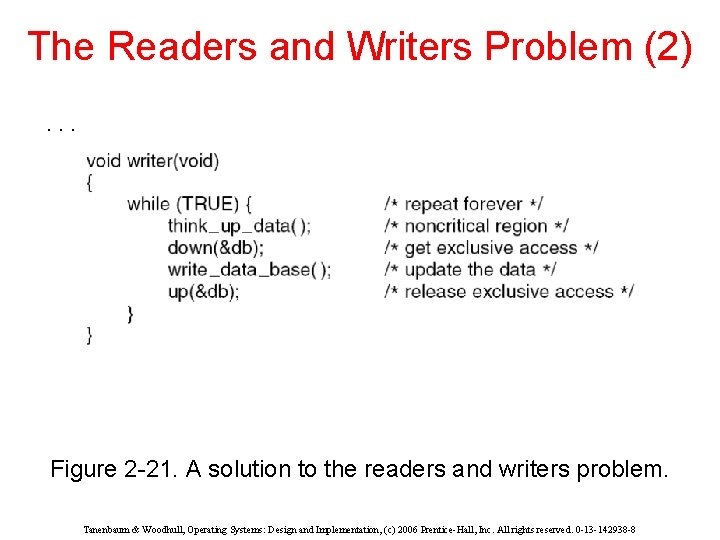The Readers and Writers Problem (2). . . Figure 2 -21. A solution to