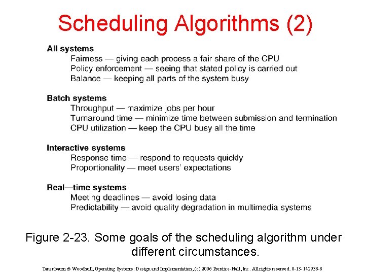 Scheduling Algorithms (2) Figure 2 -23. Some goals of the scheduling algorithm under different