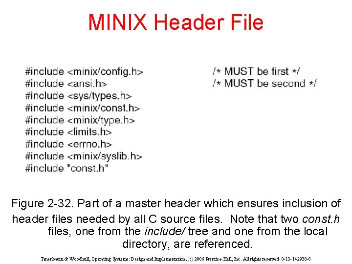 MINIX Header File Figure 2 -32. Part of a master header which ensures inclusion